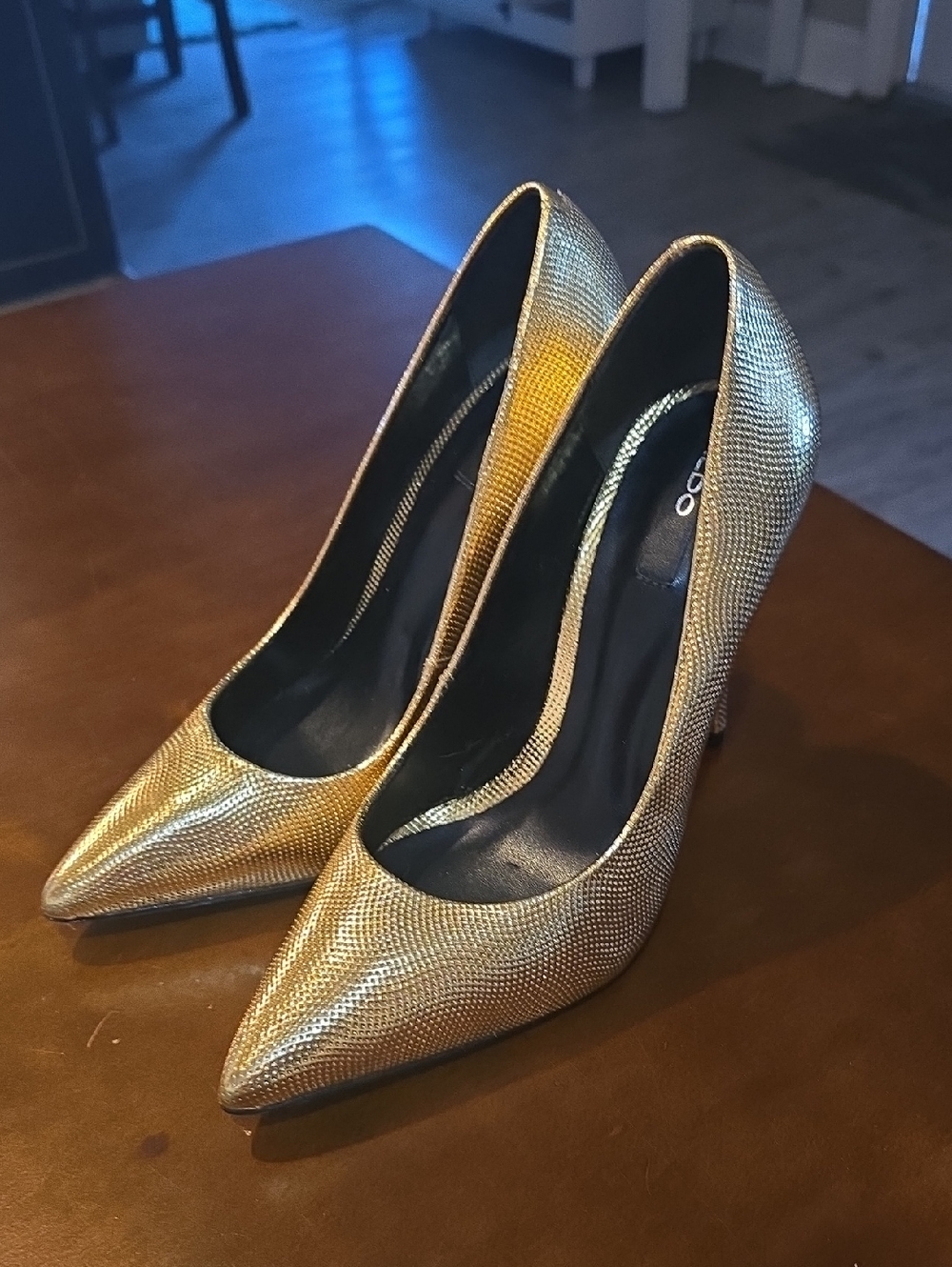Aldo Gold Metallic Pointed-Toe Heels
